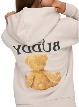 Moletom Only Ricky bege com capuz para mulher.