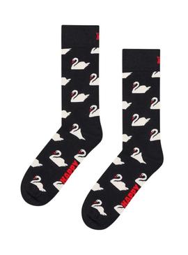 Meias Happy Socks Swan preta para mulher e homem