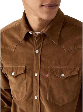 Camisa Levis Barstow Western marrom para homem.