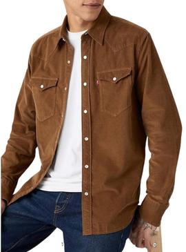 Camisa Levis Barstow Western marrom para homem.
