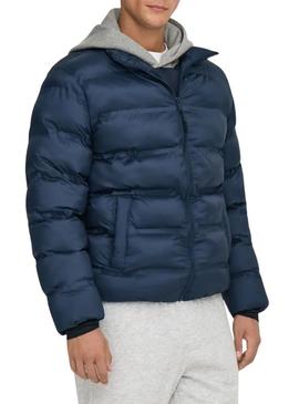Jaqueta acolchoada marinha Only and Sons Union para homem.