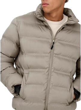 Jaqueta acolchoada bege Only and Sons Union para homem