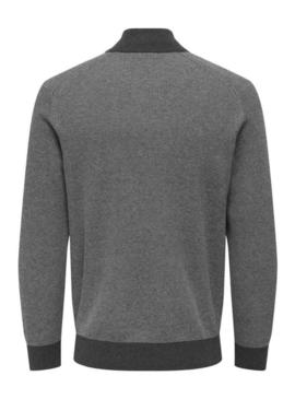 Camisola Only and Sons Philip cinza com fecho para homem