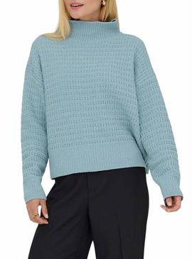 Camisola azul de gola alta Only Globe para mulher.