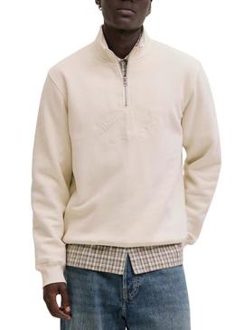 Moletom Jack and Jones Bleecker bege para homem.