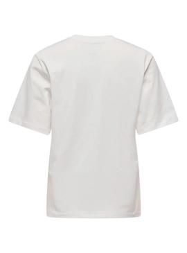 Camiseta Only Siff branca com lantejoulas para mulher.