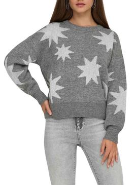 Camisola Only Rosie Glitter cinza para mulher.