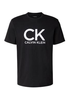 Camiseta Calvin Klein Graphic preta para homem.