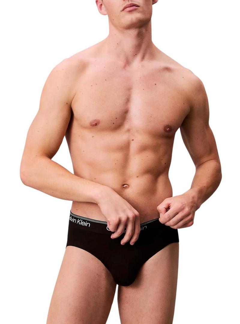 Pack 3 cuecas Calvin Klein Microfibra Stretch preto para homem.