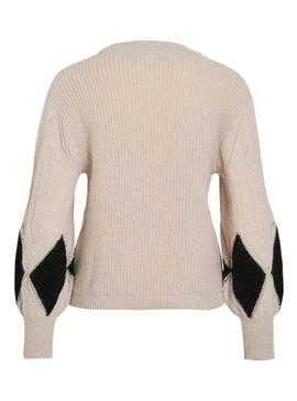 Camisola Vila Vituli preta com losangos para mulher