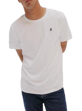Camiseta El Pulpo bordado logo branco para homem.