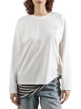 Camiseta Only Vivvi manga comprida branca para mulher.