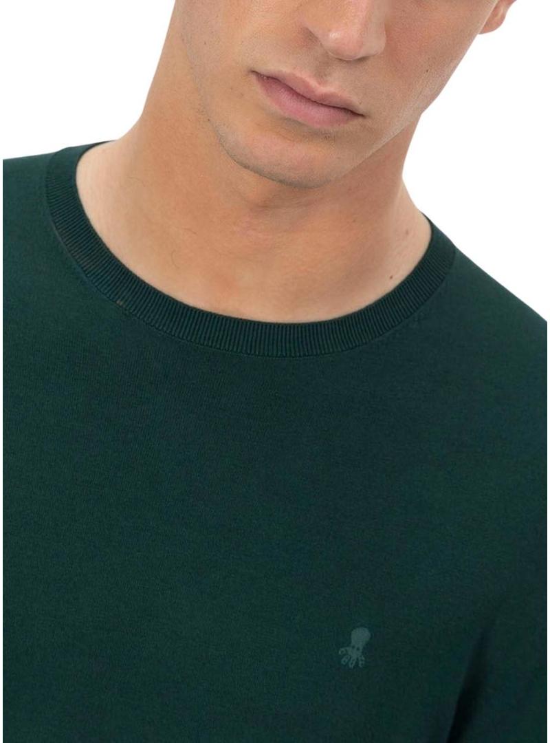 Camisa de manga larga básica verde com logotipo para homem.