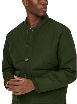 Jaqueta acolchoada verde Only and Sons Anton para homem.