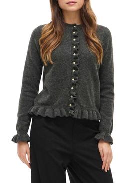 Jaqueta Vila Vijacia com babados cinza para mulher.