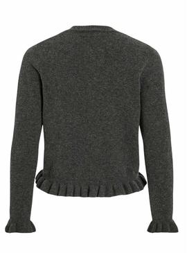 Jaqueta Vila Vijacia com babados cinza para mulher.