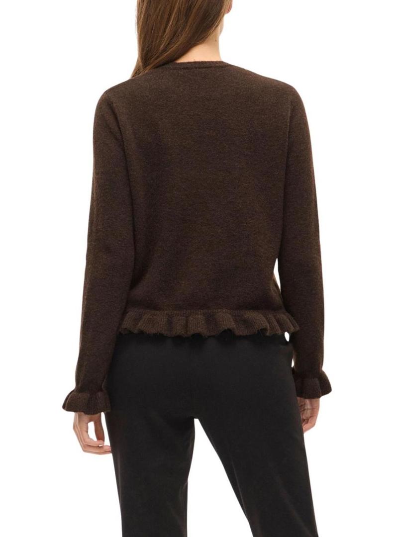 Jaqueta Vila Vijacia com babados marrom para mulher.