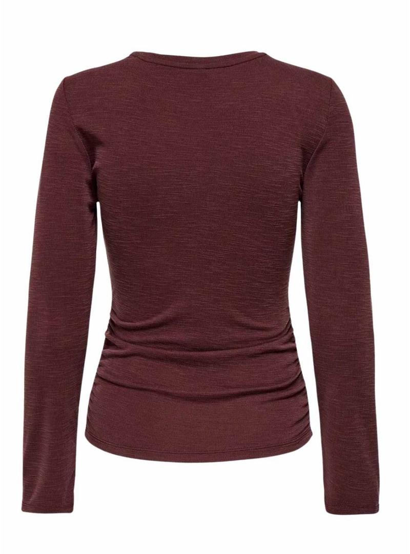 Camiseta Only Free Rib Slub bordô para mulher