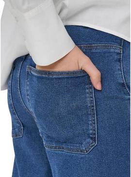 Calça de ganga Only Astoria wide leg azul médio para mulher.