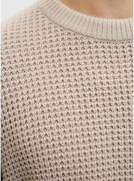 Camisa Jack and Jones Global bege para homem.