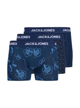 Pack de cuecas Jack and Jones Anthony azul para homens.