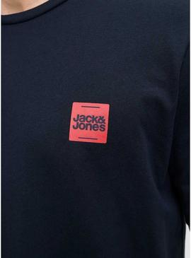 Camiseta Jack and Jones Brandy azul marino para homem.