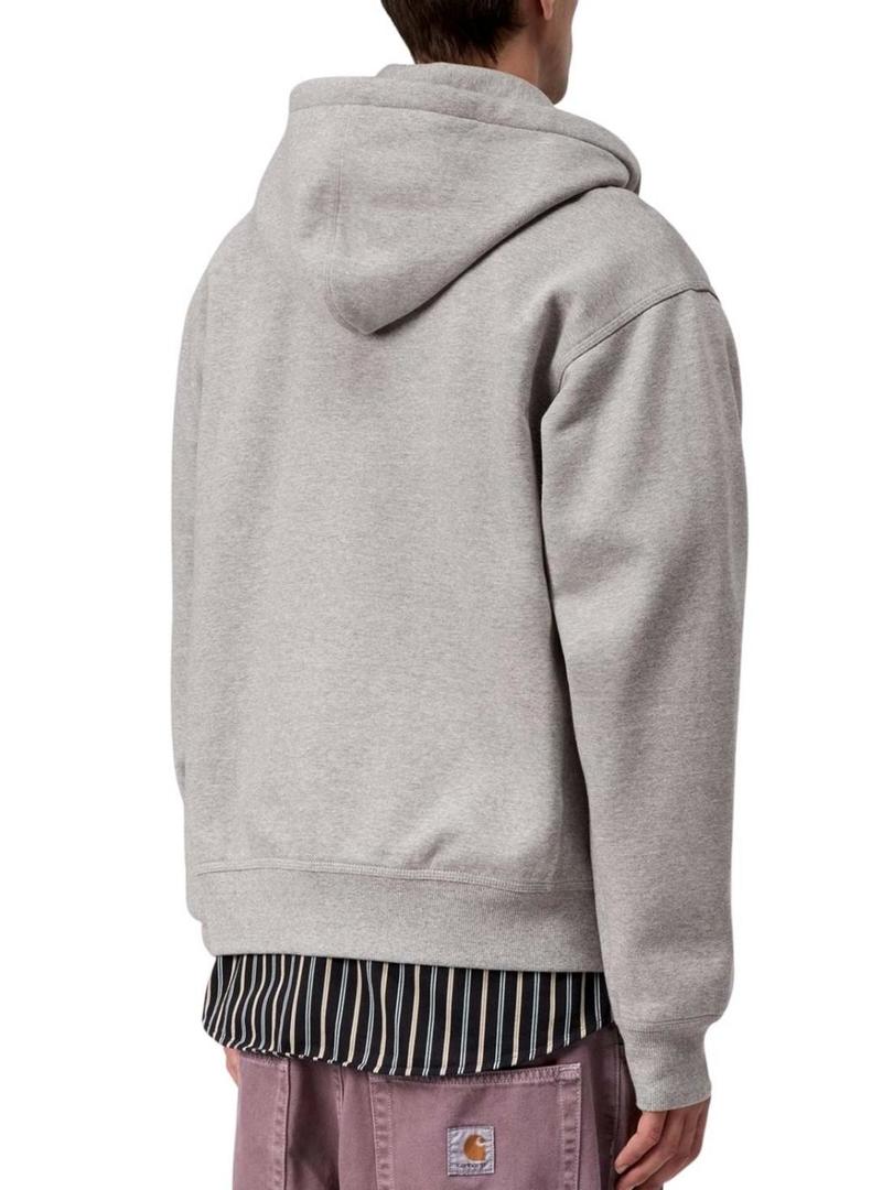 Moletom Carhartt American Script com zíper cinza para homem