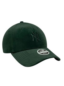 Boné New Era Velour 9FORTY New York Yankees verde para mulheres.