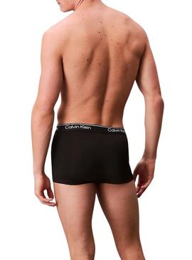 Conjunto de 3 cuecas Calvin Klein Jeans de microfibra preta com cintura baixa para homem.