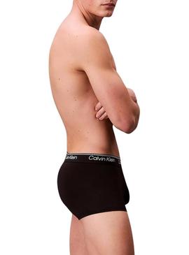 Conjunto de 3 cuecas Calvin Klein Jeans de microfibra preta com cintura baixa para homem.