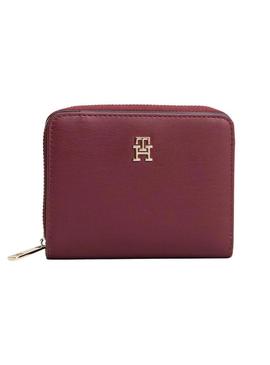 Carteira Tommy Hilfiger Icon com aba granate para mulher.