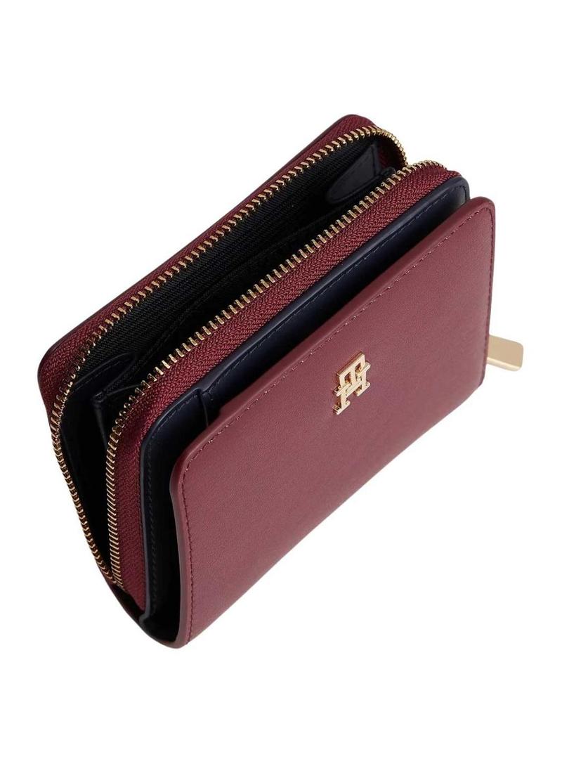 Carteira Tommy Hilfiger Icon com aba granate para mulher.