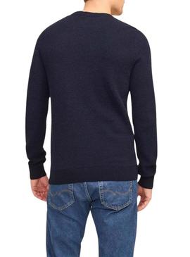 Camisola Jack and Jones Globe azul marinho para homem.