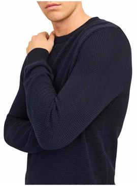 Camisola Jack and Jones Globe azul marinho para homem.