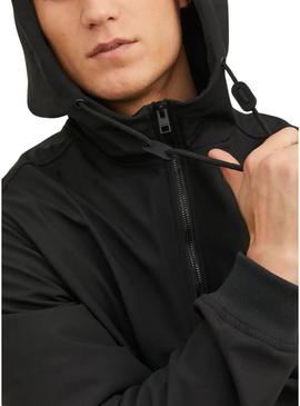 Moletom com zíper Jack and Jones Basic preto para homem.