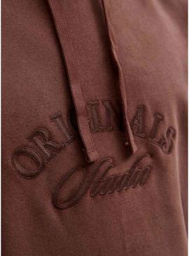 Moletom Jack and Jones Bleecker marrom com capuz para homem.