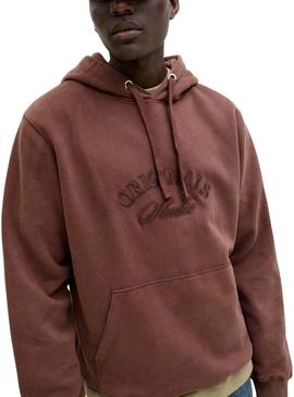 Moletom Jack and Jones Bleecker marrom com capuz para homem.