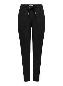 Calça Only Poptrash Lias preta de veludo cotelê para mulher.