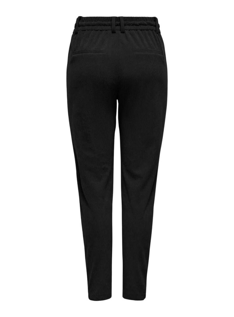 Calça Only Poptrash Lias preta de veludo cotelê para mulher.