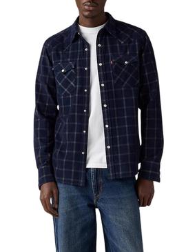 Camisa Levis Barstow Western azul marino para homem.