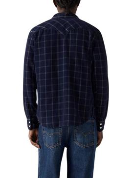 Camisa Levis Barstow Western azul marino para homem.