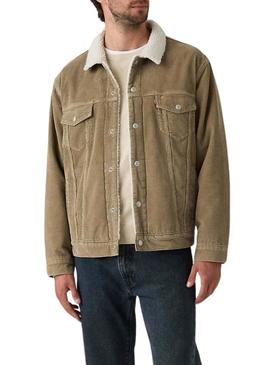 Jaqueta Levis Sherpa de veludo cotelê tostado relaxada para homem.