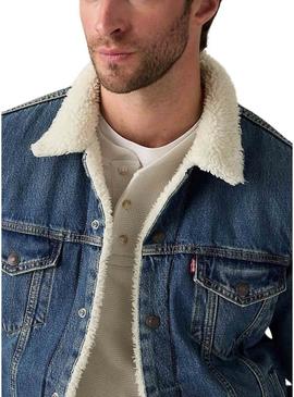 Jaqueta jeans Levis Type 3 Sherpa Trucker para homens.