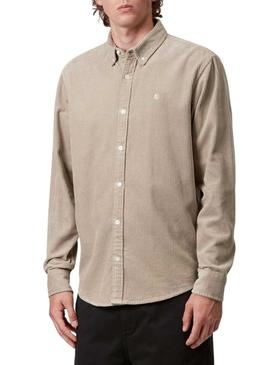 Camisa de cotelê Carhartt Madison bege para homem.