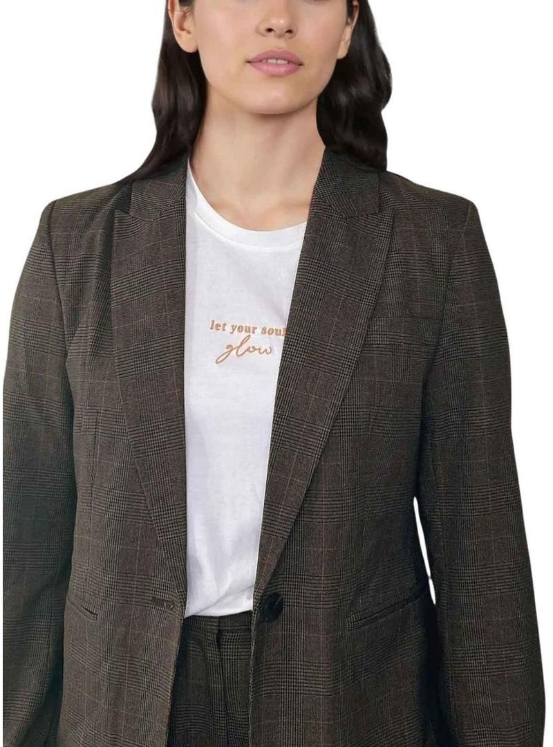 Blazer xadrez feminino estampado da marca Vila Vifalte.