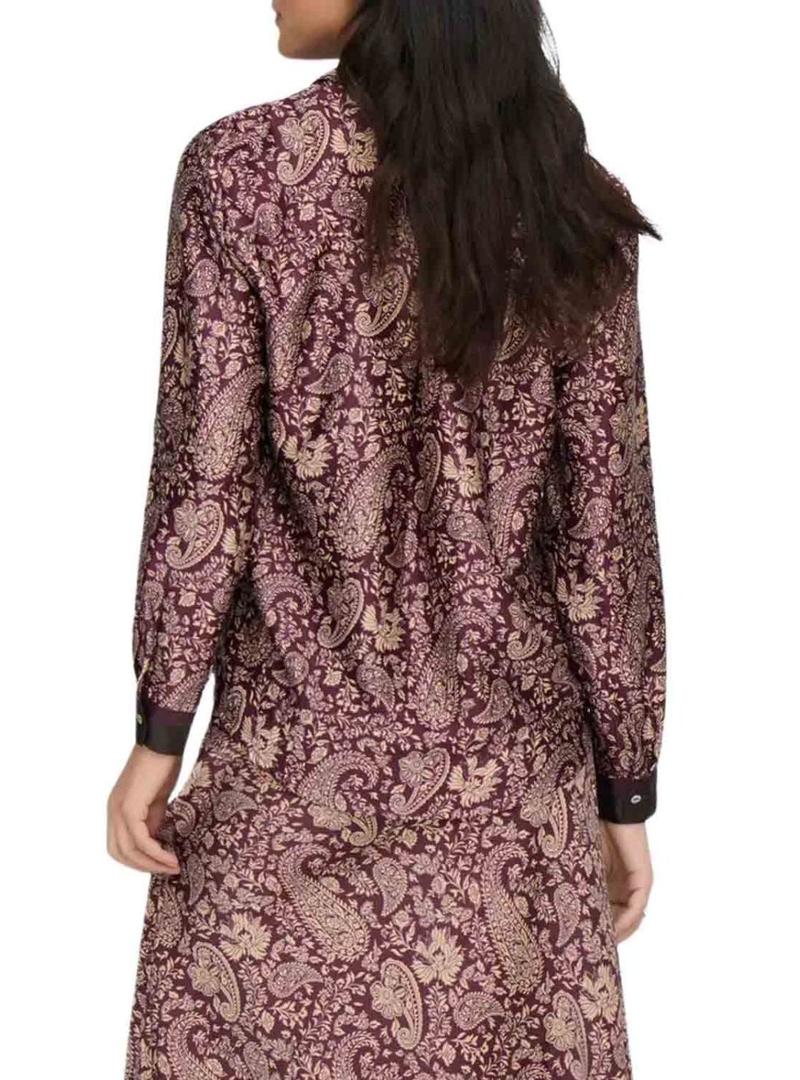 Camisa Only Jane estampado Pasley granate para mulher.