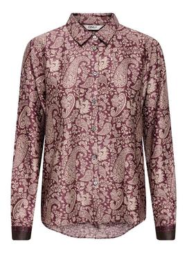 Camisa Only Jane estampado Pasley granate para mulher.