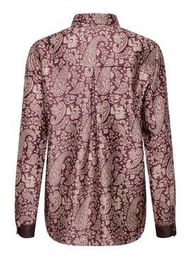 Camisa Only Jane estampado Pasley granate para mulher.