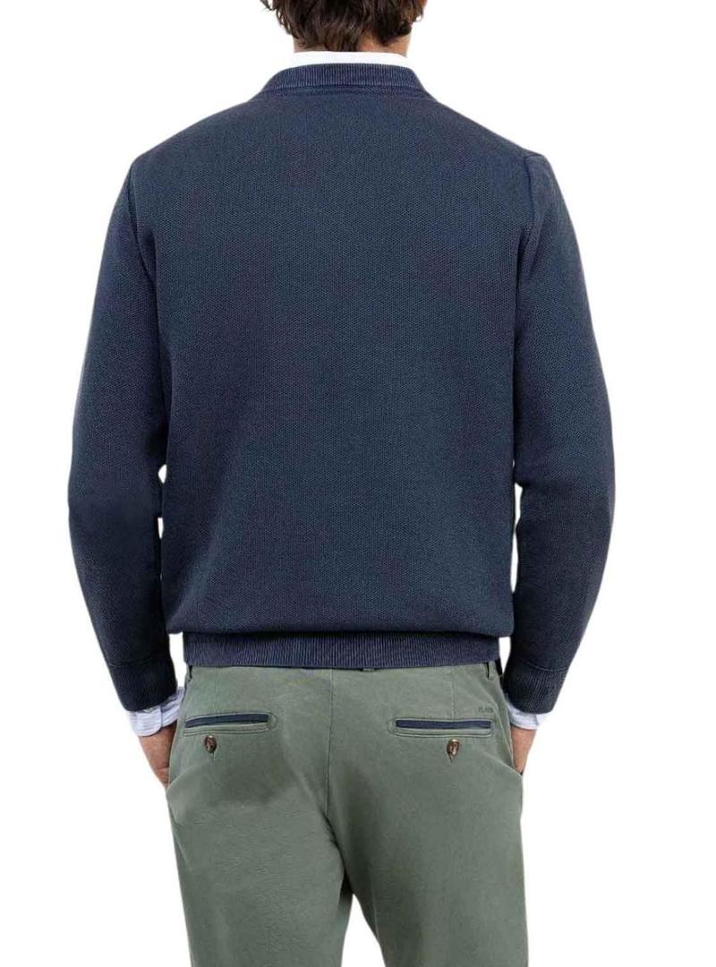Camisola de estrutura Garment Dyed azul El Ganso para homem.