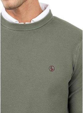 Camisola El Ganso Estrutura Garment Dyed verde para homem.